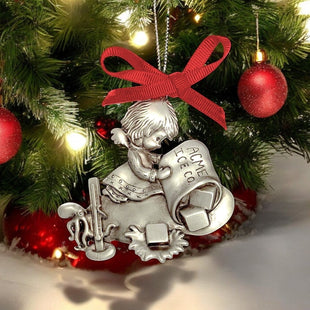 Ocean Angel with his Octopus Christmas Tree Ornament - Ocean Angel Collection - Eco-Friendly Pewter