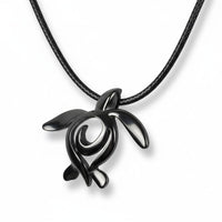 Turtle Necklace – Ocean Traveler "Honu" Collection – Jet Black Pewter Pendant