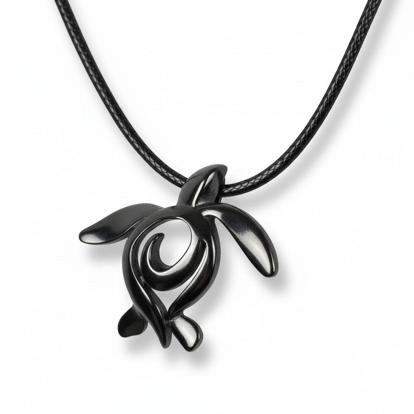 Turtle Necklace – Ocean Traveler "Honu" Collection – Jet Black Pewter Pendant