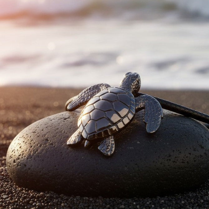 Sea Turtle Pendant – Sea Life Collection – Jet Black Finish