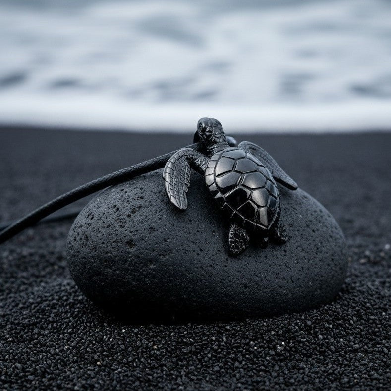 Sea Turtle Pendant – Sea Life Collection – Jet Black Finish
