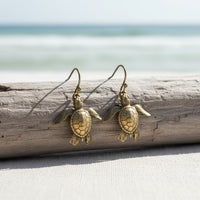 Hatchling Baby Sea Turtle Drop Earrings – Sealife Collection – Bronze