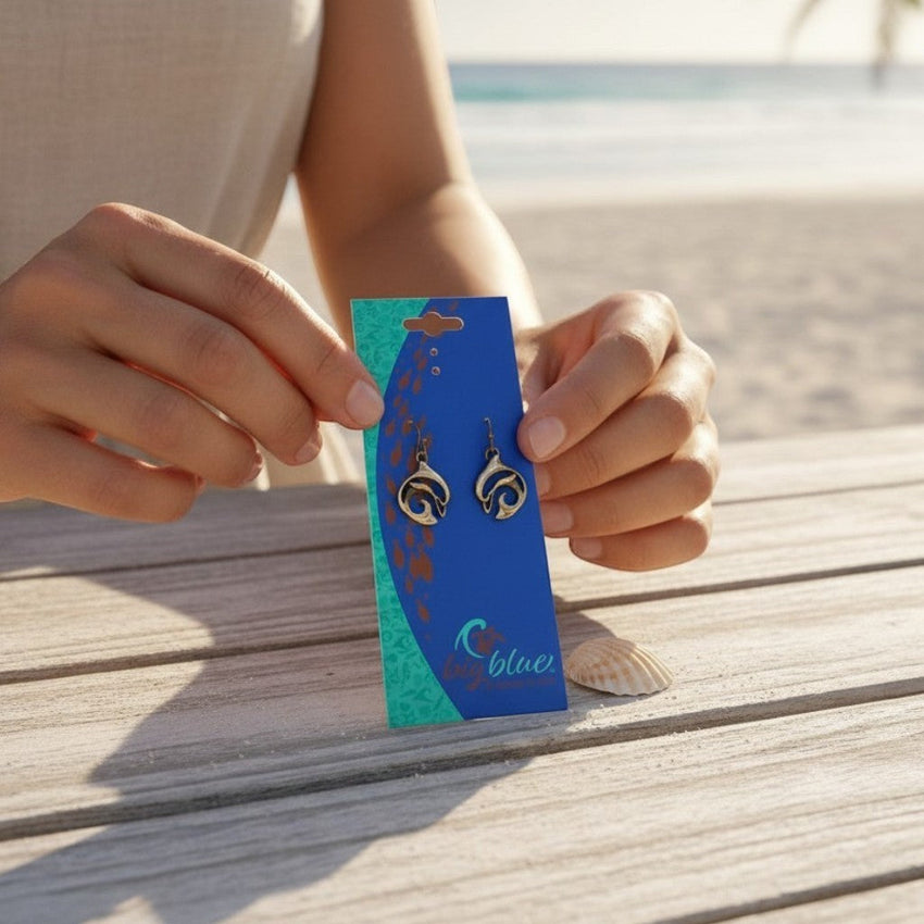 Dolphin Drop Earrings – "Flipper" - Bronze