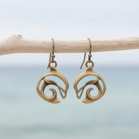 Dolphin Drop Earrings – "Flipper" - Bronze