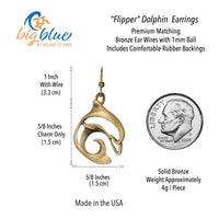 Dolphin Drop Earrings – "Flipper" - Bronze