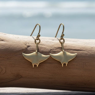 Manta Ray Drop Earrings – Sealife Collection - Bronze