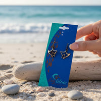 Manta Ray Drop Earrings – "Big Ray" Design – Bronze