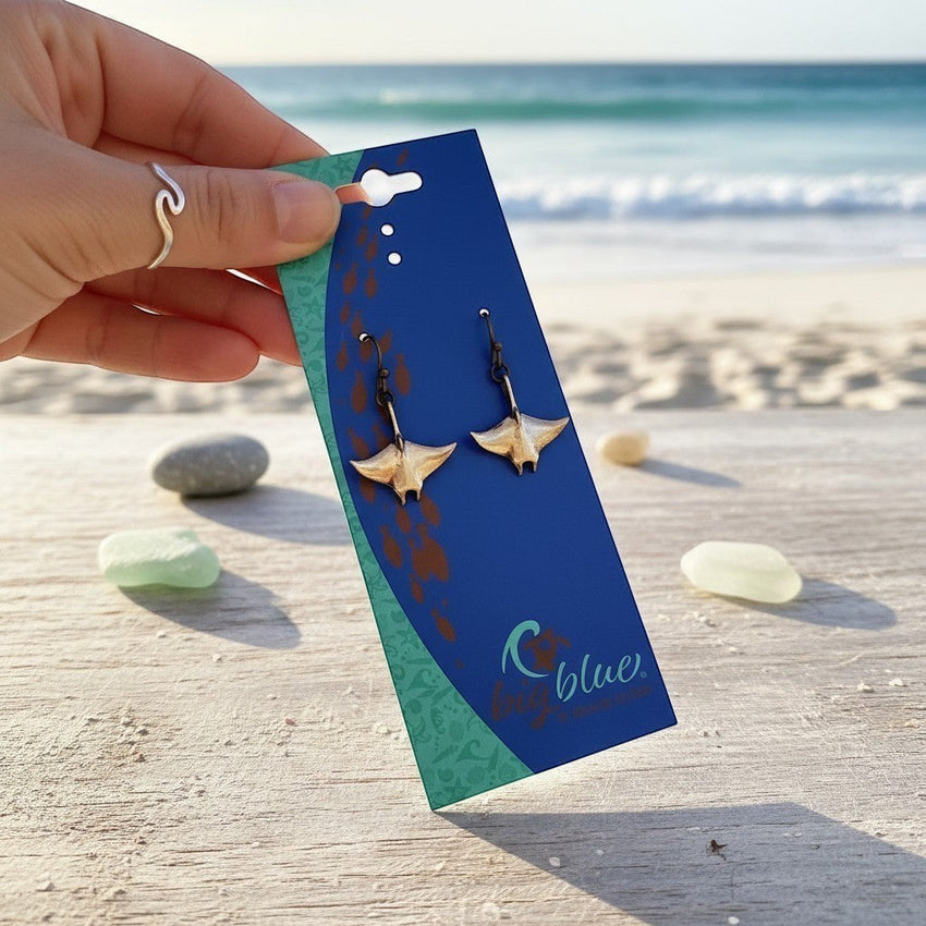Manta Ray Drop Earrings – Sealife Collection - Bronze