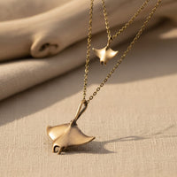 Manta Ray Pendants on Layered Chains Necklace – Ocean Breeze Collection - Bronze