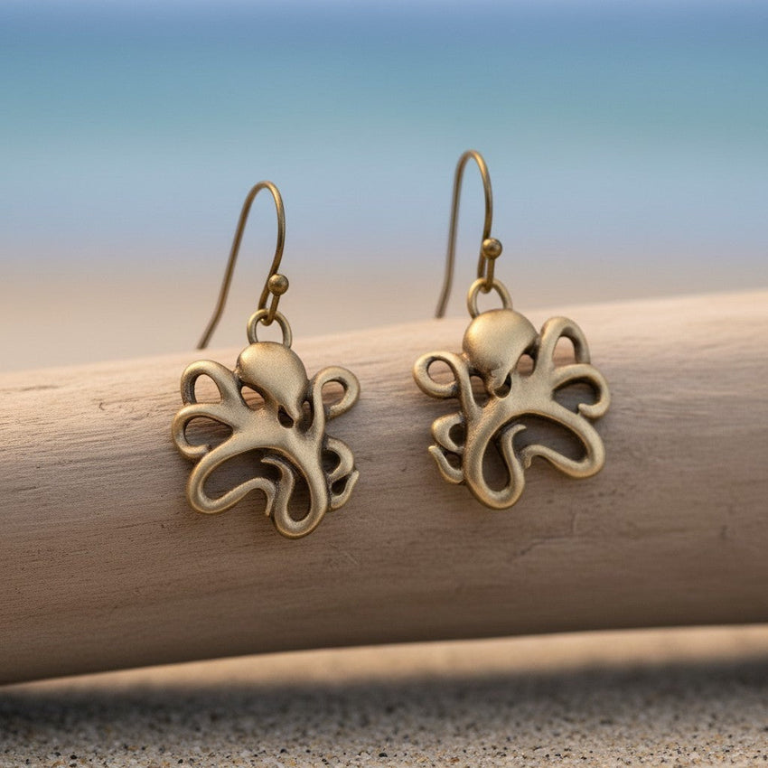 Octopus Drop Earrings - "Leggs" - Bronze