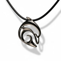 Dolphin Pendant Necklace – "Flipper" - Jet Black Finish on Black Cord