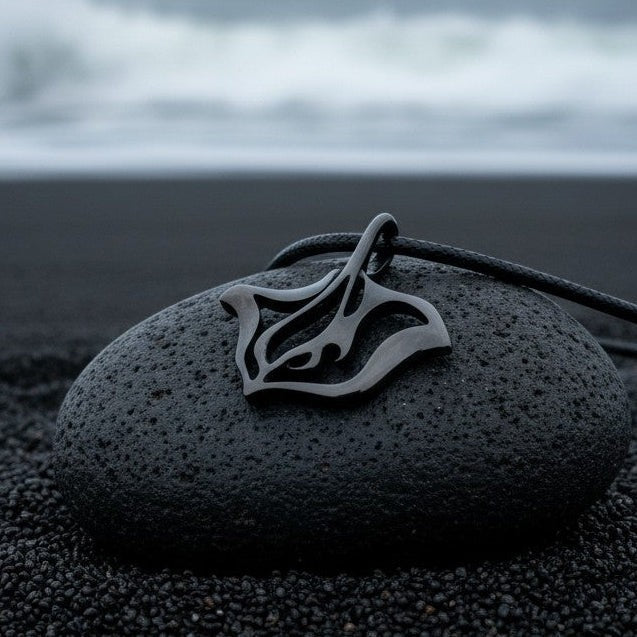 Stingray Pendant Necklace – "Ray" - Jet Black Finish