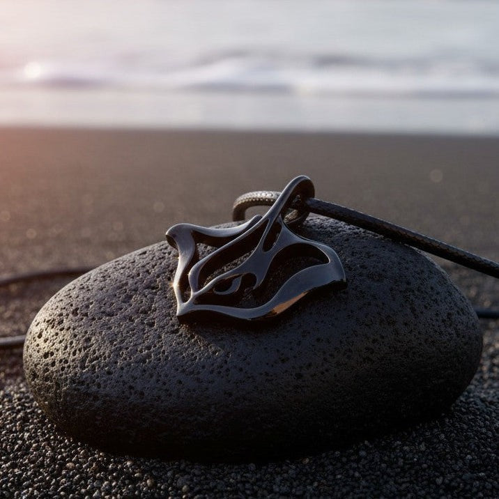 Stingray Pendant Necklace – "Ray" - Jet Black Finish