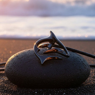 Shark Necklace – "Frenzy" - Jet Black Finish on black cord