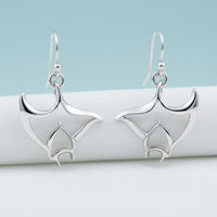 Manta Ray Drop Earrings – "Big Ray" – Sterling Silver