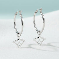 Manta Ray Hoop Earrings – “Big Ray” – Sterling Silver
