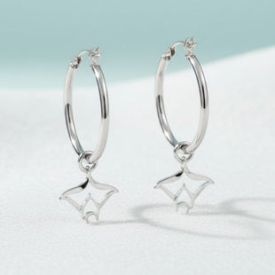 Manta Ray Hoop Earrings – “Big Ray” – Sterling Silver