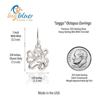 Octopus Drop Earrings – "Leggs" - Sterling Silver