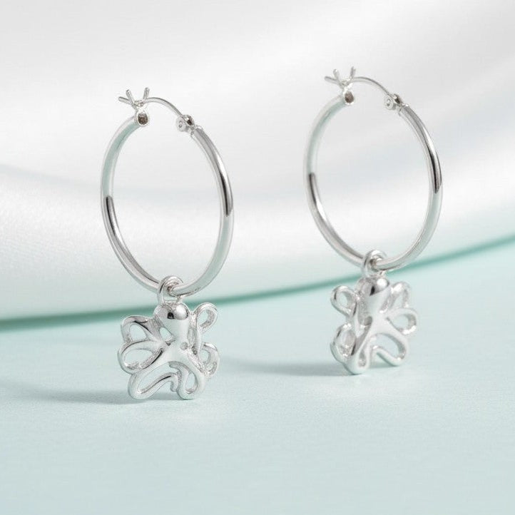 Octopus Hoop Earrings – "Leggs" - Sterling Silver