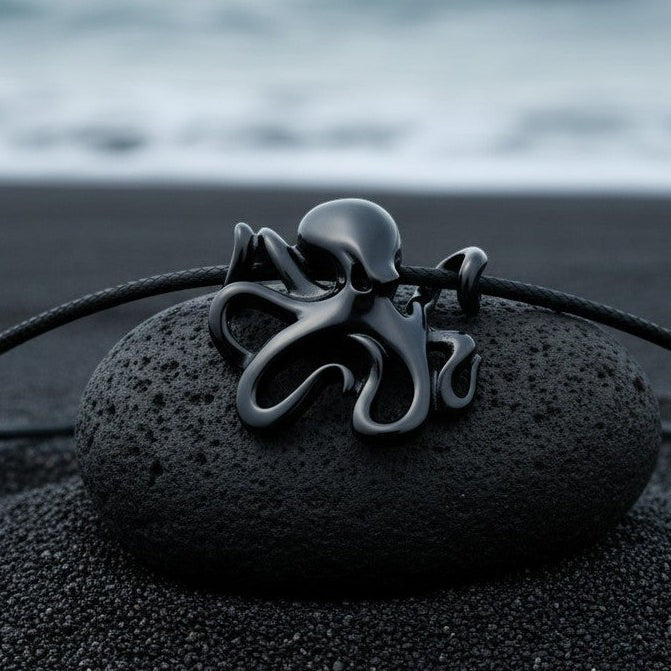 Octopus Pendant Necklace – "Leggs" - Jet Black Finish