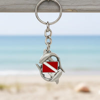 Reef Sharks Circling Dive Flag Keychain – Diver´s Collection – Pewter