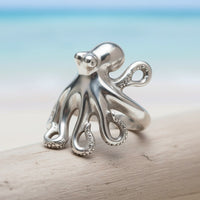 Octopus Adjustable Ring – Sea Life Collection - Sterling Silver