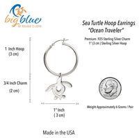 Sea Turtle "Honu" Hoop Earrings – Ocean Traveler Collection – Sterling Silver