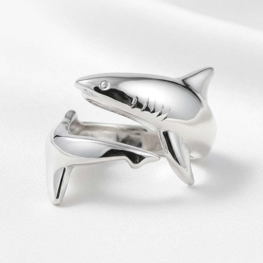 Shark Adjustable Ring - Sea Life Collection - Sterling Silver