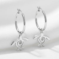 Sea Turtle "Honu" Hoop Earrings – Ocean Traveler Collection – Sterling Silver