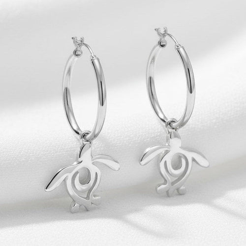 Sea Turtle "Honu" Hoop Earrings – Ocean Traveler Collection – Sterling Silver