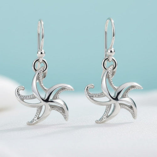 Starfish Drop Earrings – "Starry" – Sterling Silver
