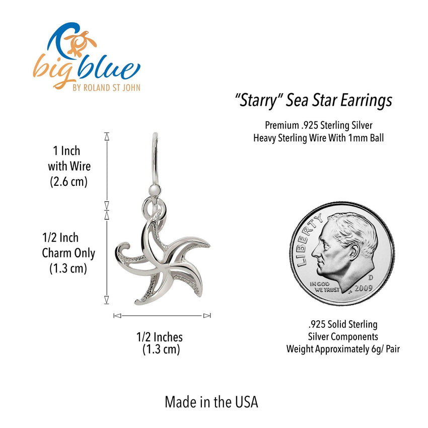 Starfish Drop Earrings – "Starry" – Sterling Silver