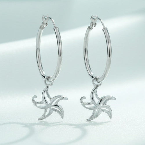 Starfish Hoop Earrings – "Starry" – Sterling Silver