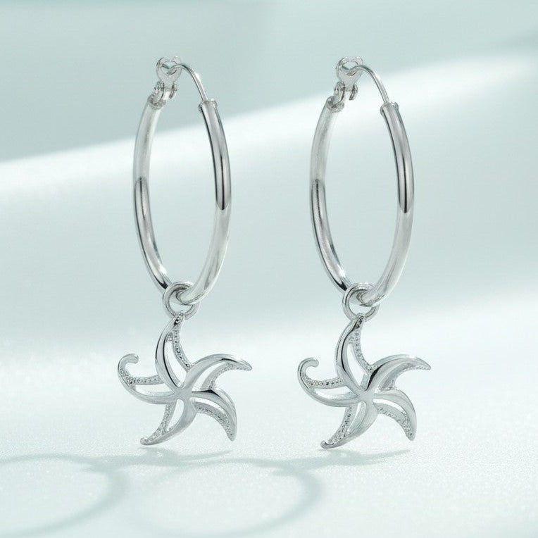 Starfish Hoop Earrings – "Starry" – Sterling Silver