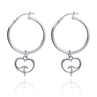 Ocean Wave Heart Hoop Earrings – Ocean Wave Heart Collection - Sterling Silver