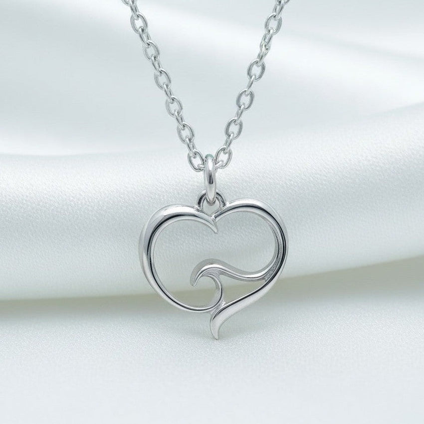 Ocean Wave Mini Necklace Sterling Silver — Ocean Wave Heart Collection - Sterling Silver