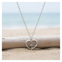 Ocean Wave Mini Necklace Sterling Silver — Ocean Wave Heart Collection - Sterling Silver