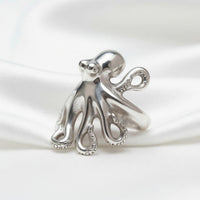 Octopus Adjustable Ring – Sea Life Collection - Sterling Silver