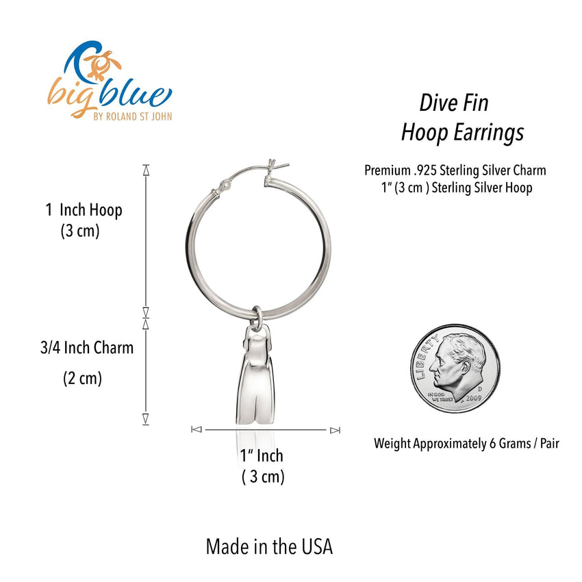 Dive Fin Hoop Earrings – Diver´s Collection - Sterling Silver