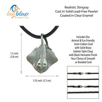 Stingray Cord Necklace- Sealife Collection - Pewter