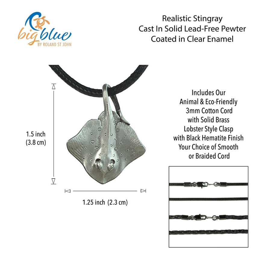 Stingray Cord Necklace- Sealife Collection - Pewter