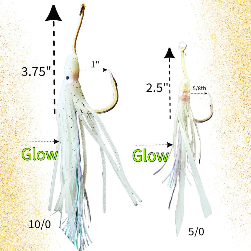Squid Assist Hooks – Glow-in-the-Dark – 5/0 & 10/0