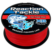 Reaction Tackle X8 Braided Fishing Line - NO FADE Red 8 Strand