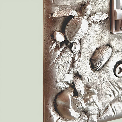 Sea Turtle Hatchlings Single Switch Plate –  Pewter